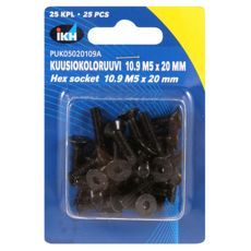 Kraftige M5X20 unbrakoskruer av 10.9 kvalitet, pakket i 25 stykker, for sterke fester.