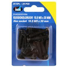 Unbrakoskrue M5X30, 25 stykker, 10.9 hardhet og forsenket i henhold til Din7991.