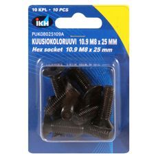 M8x25 unbrakoskrue, 10 stykk 10.9 forsenket i henhold til Din7991.