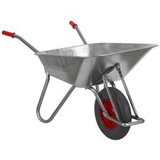 Trillebår 100L med PU-hjul, perfekt for ujevn terrengarbeid.