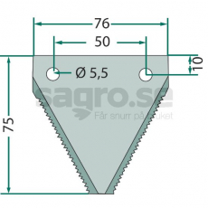 75x76 taggete slåttekniv fra Stockey & Schmitz, effektiv for gressklipping.