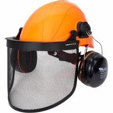Hjelm med hørselvern og ansiktsvern, perfekt for komplekse miljøer.