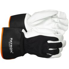 Rutete arbeidshansker i skinn med sikkerhetsmansjett for maksimal beskyttelse og komfort.