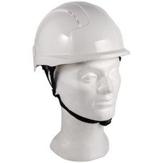 Hvit Evo Lite Linesman hjelm som kombinerer stil og sikkerhet.