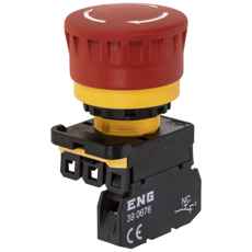 Nødstoppknapp, essensiell for sikkerhet på arbeidsplassen.