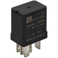 5-polet mikrorelé 12V 35/20A, utmerket for ulike applikasjoner.