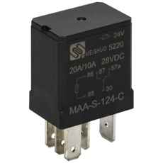 5-polet mikrorelé 24V 20/10A, perfekt for industrielle installasjoner.