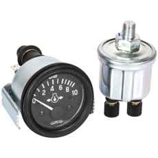 Oljetrykkmåler med sensor for 24V system, perfekt for traktorer og landbruksmaskiner.