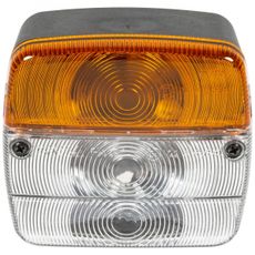 Hvitt og gult frontlys for økt synlighet i landbruksmiljø.