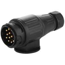 Plugg med 13 poler og 12V, laget av plast for pålitelig tilkobling.