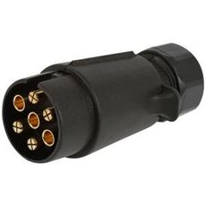 Plast 7-polet støpsel med flattilkobling, optimal for jevne installasjoner.