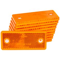 Pakke med 10 gule reflekser 96X42 mm med monteringshull, for sikkerhetsmerking.