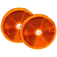 Gul rund refleks 61 mm med monteringshull, pakke med 2 stykker.