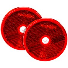 Rød rund refleks 61 mm med monteringshull, pakke med 2 stykker for sikker bruk.