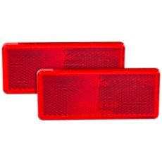 2 stk røde reflekser 96X42 mm, selvklebende, høy synlighet for sikkerhet.