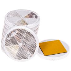 Hvit selvklebende rund refleks 61 mm, 10 stykker, for enkel påføring og synlighet.