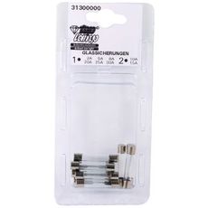 Sortiment av glassikringer, 10 stykker, for varierende strømbehov.