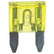 Mini flattsikring 20A gul, pakket med 10 stykker for kompakte applikasjoner.