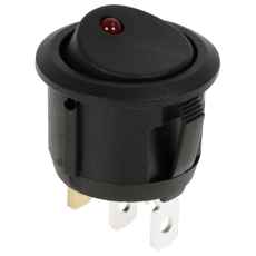 Rød rund bryter På/Av 24V, ideell for raske av- og påslag.