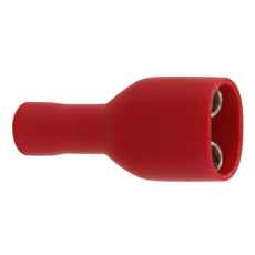 Flatstifthylse hunn 4,7 mm rød, isolert, pakke med 100 stykker.