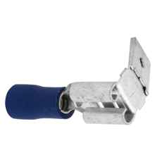 Dobbel flatstift hunn 6,5/6,3 i blått, pakke med 100 stykker for ulike elektriske applikasjoner.