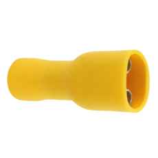Isolert flatstifthylse hunn 6,5 mm gul, 10 stykker for små prosjekter.