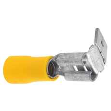 Dobbelflatstift hunn 6,5/6,3 i gult, pakke med 10 stykker for elektroniske tilkoblinger.