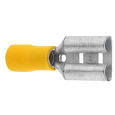 Flatstifthylse hunn 9,5 mm gul, leveres i pakke med 100 stykker.