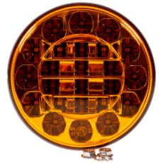 Gul rund LED baklys for 10-30V, ideelt for traktorer og maskiner.