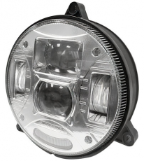 Rund LED-lyskaster, 132mm, 3-punkts feste i krom.