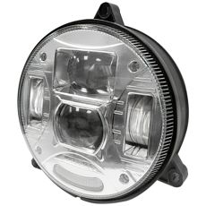 Rund LED-lyskaster, 132mm, 3-punkts feste i krom.