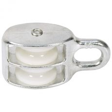 Blokk 6X20Mm med parhjul i galvanisert stål og nylon, perfekt for traktortilbehør.