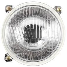 Høyre rund frontlykt for MF 1672768M91, praktisk for landbruksarbeid.