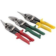 Blikksakssett med 10" sakser, 3 stk, perfekt for ulike metallprosjekter.