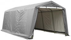 Et grått garasjetelt 3x6x2,4 m, perfekt som vindbeskyttelse for kjøretøy og utstyr.