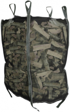 Vedsekk med løftehåndtak 96x96x134 cm, enkel å håndtere og transportere.